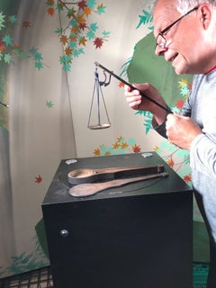 Japanese Antique Opium Scale Triple Signed with Original Box, 19th Century