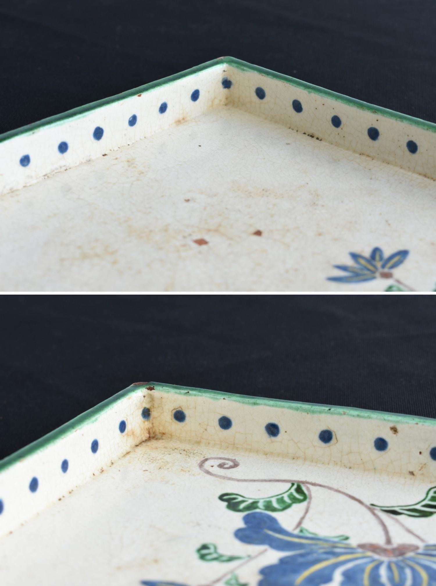 Japanese Antique Overglaze Pottery Square Plate/Square Pottery Tray/1800s/Edo 6