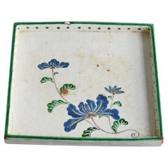 Japanese Antique Overglaze Pottery Square Plate/Square Pottery Tray/1800s/Edo
