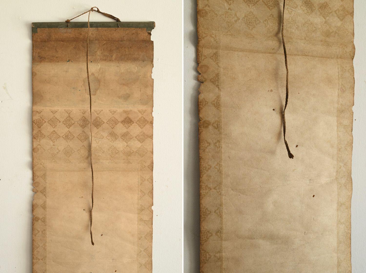 Antique Japanese Buddhist pagoda hanging scroll /Buddhist painting/Edo For Sale 9