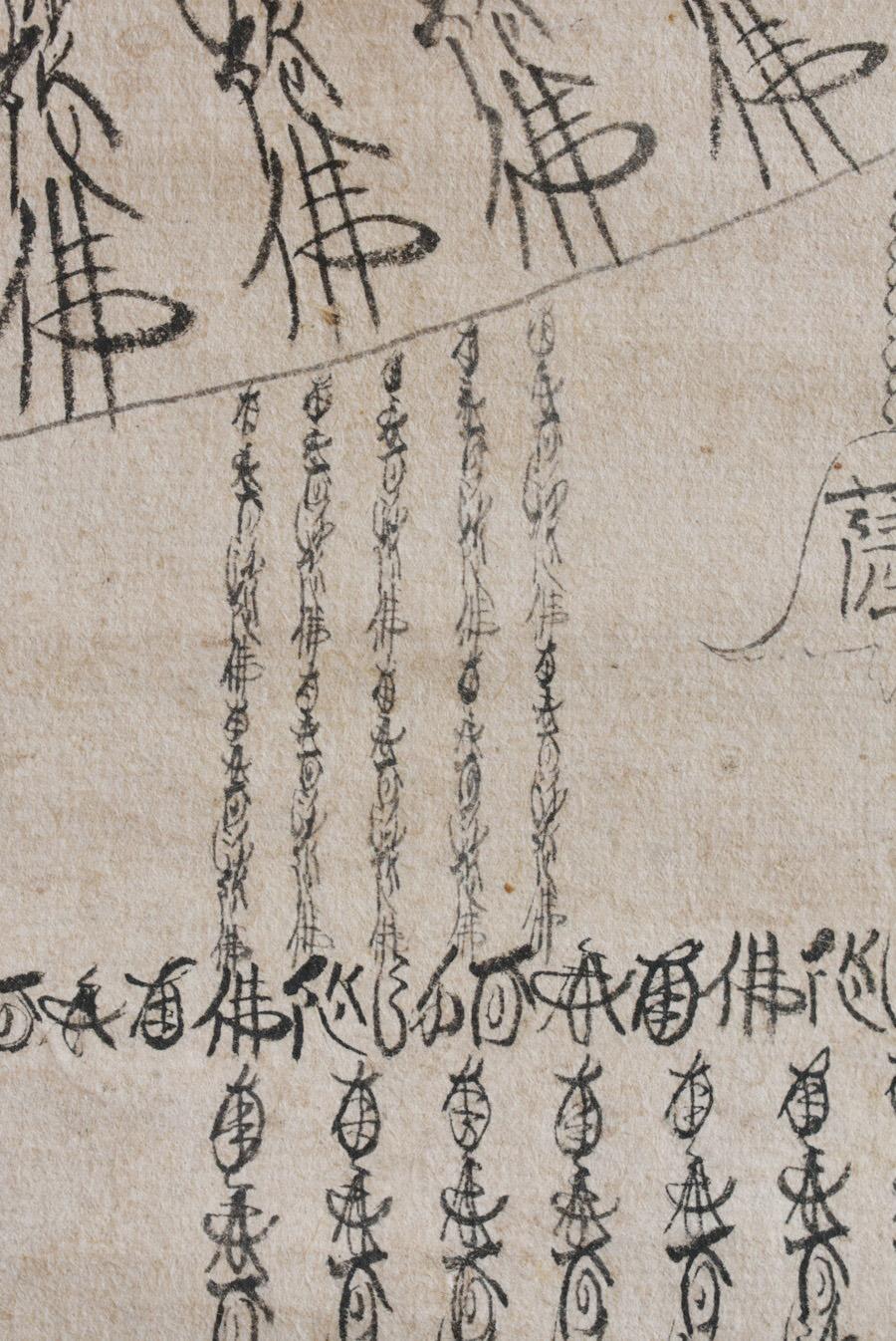 Antique Japanese Buddhist pagoda hanging scroll /Buddhist painting/Edo For Sale 2