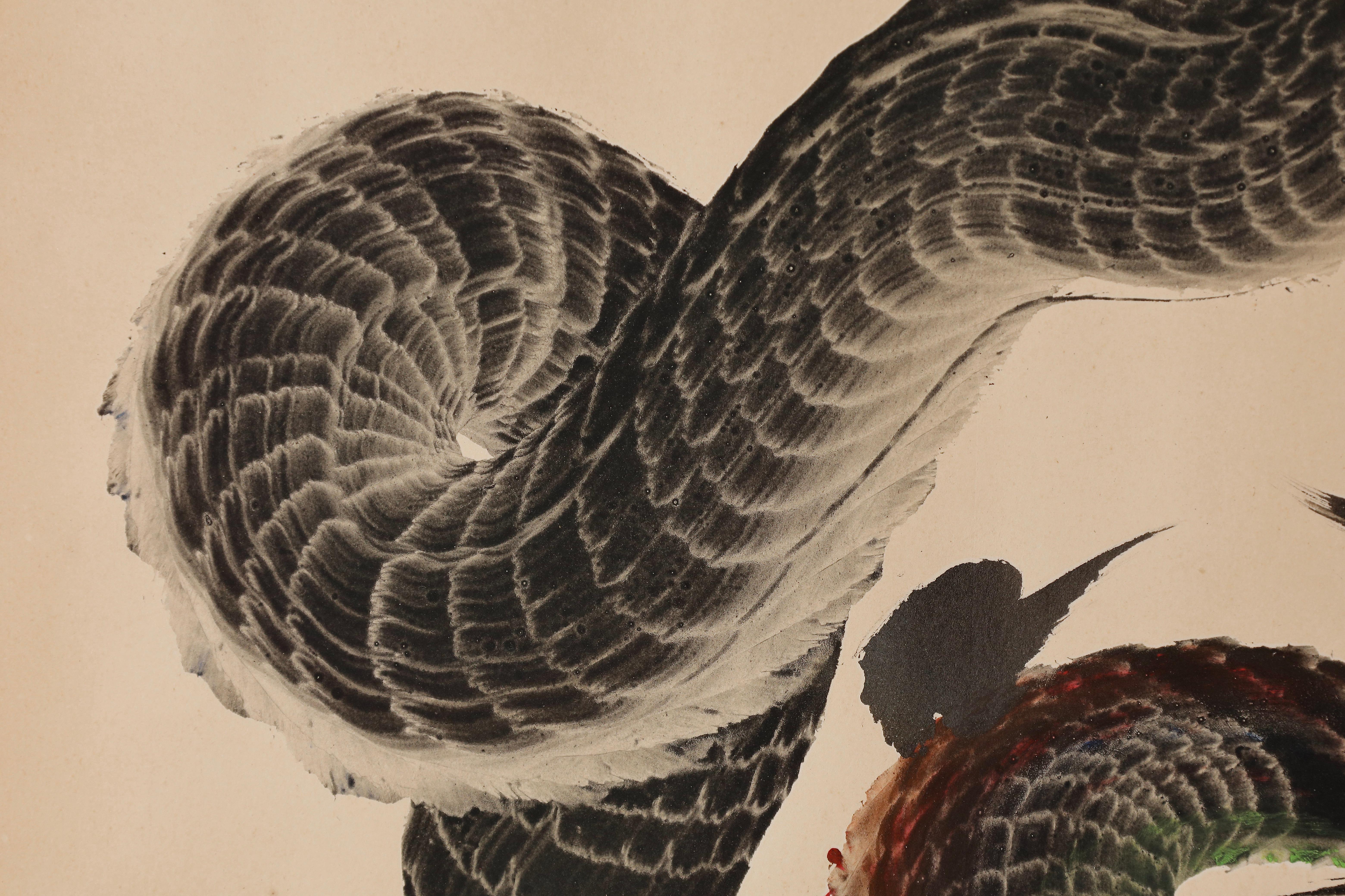 Pintura japonesa antigua de dragones 1