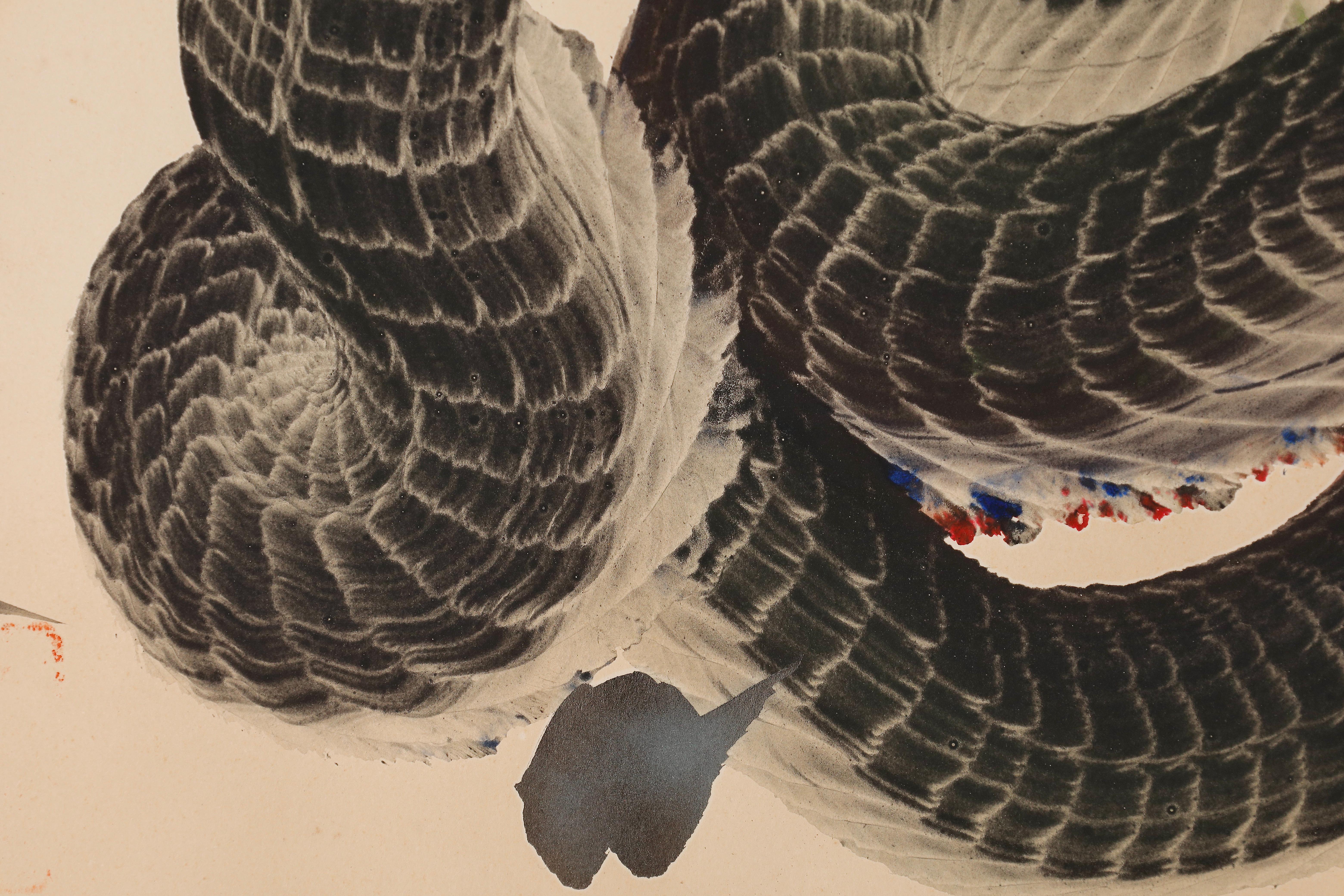 Pintura japonesa antigua de dragones siglo XX