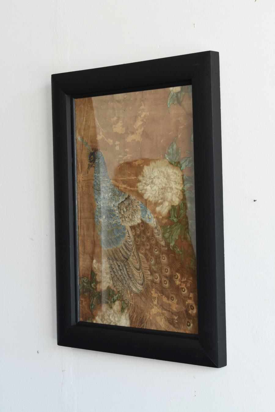 Wood Japanese Antique Paintings / Late Edo Period-Meiji Period/Flowers and Peacocks