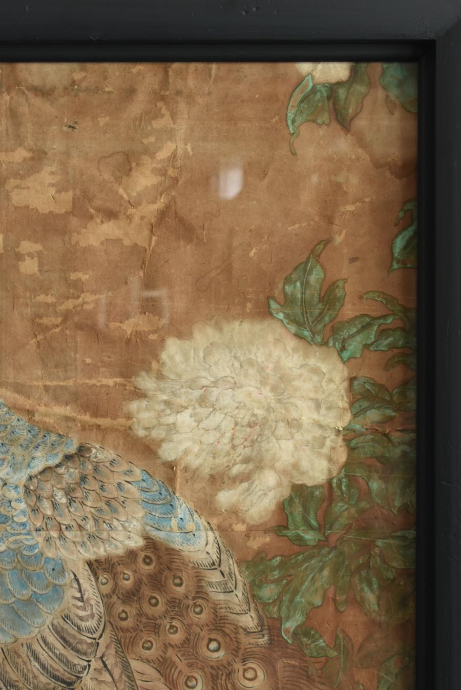 Japanese Antique Paintings / Late Edo Period-Meiji Period/Flowers and Peacocks 2