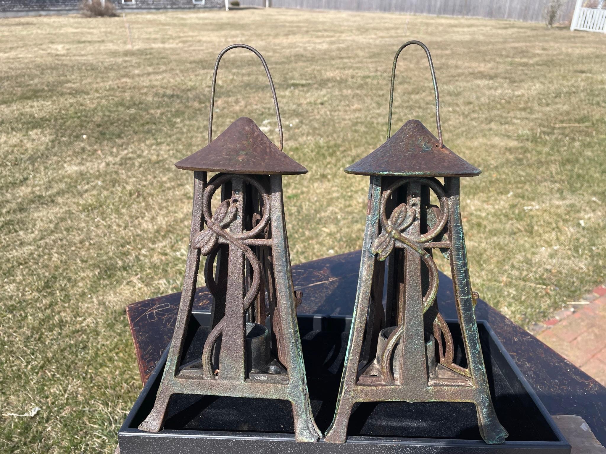 Hand-Painted Japanese Antique Pair Art Nouveau 