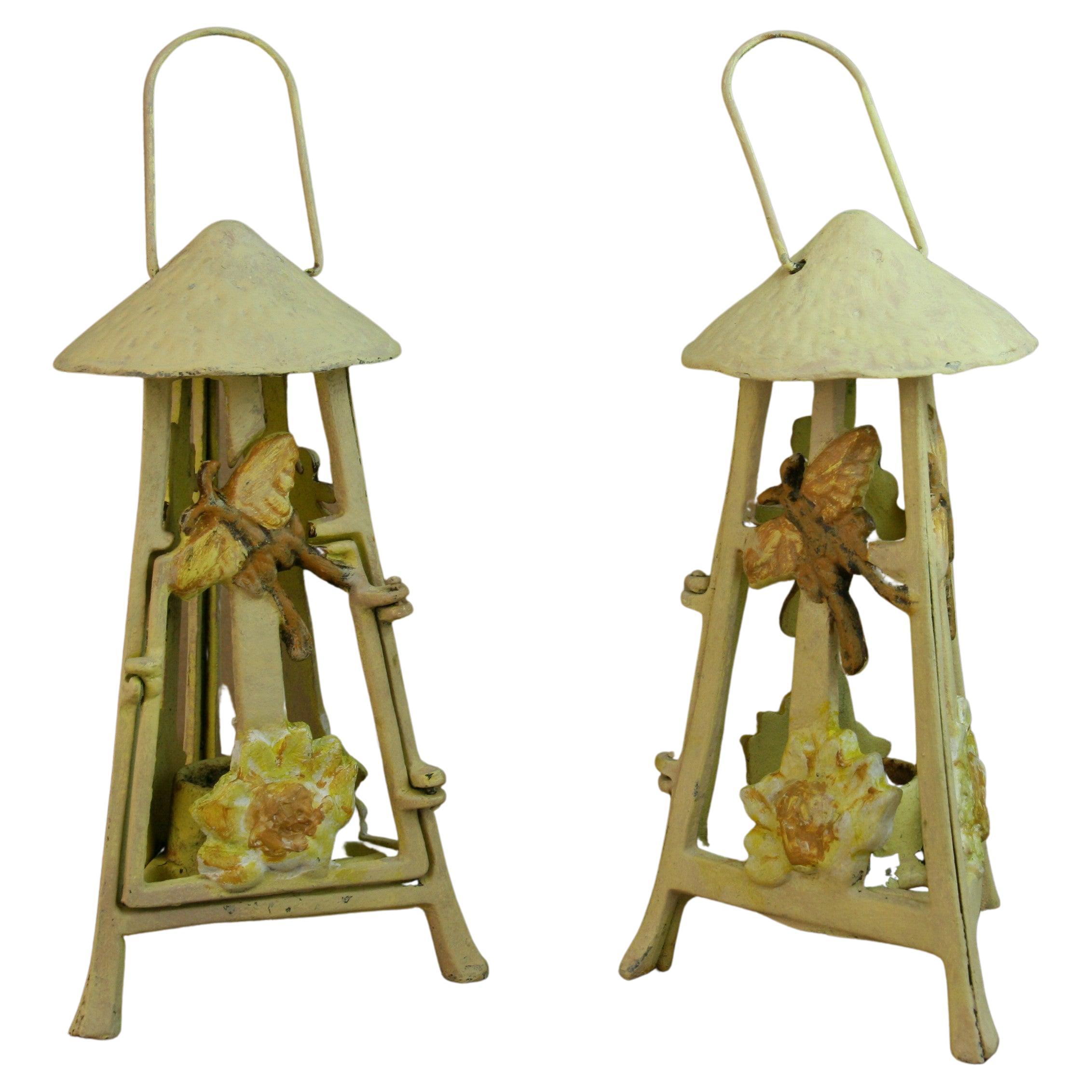 3-981 Pair Japanese butterfly and flowers garden candle lanterns.
Can be purchased individually for $300 each