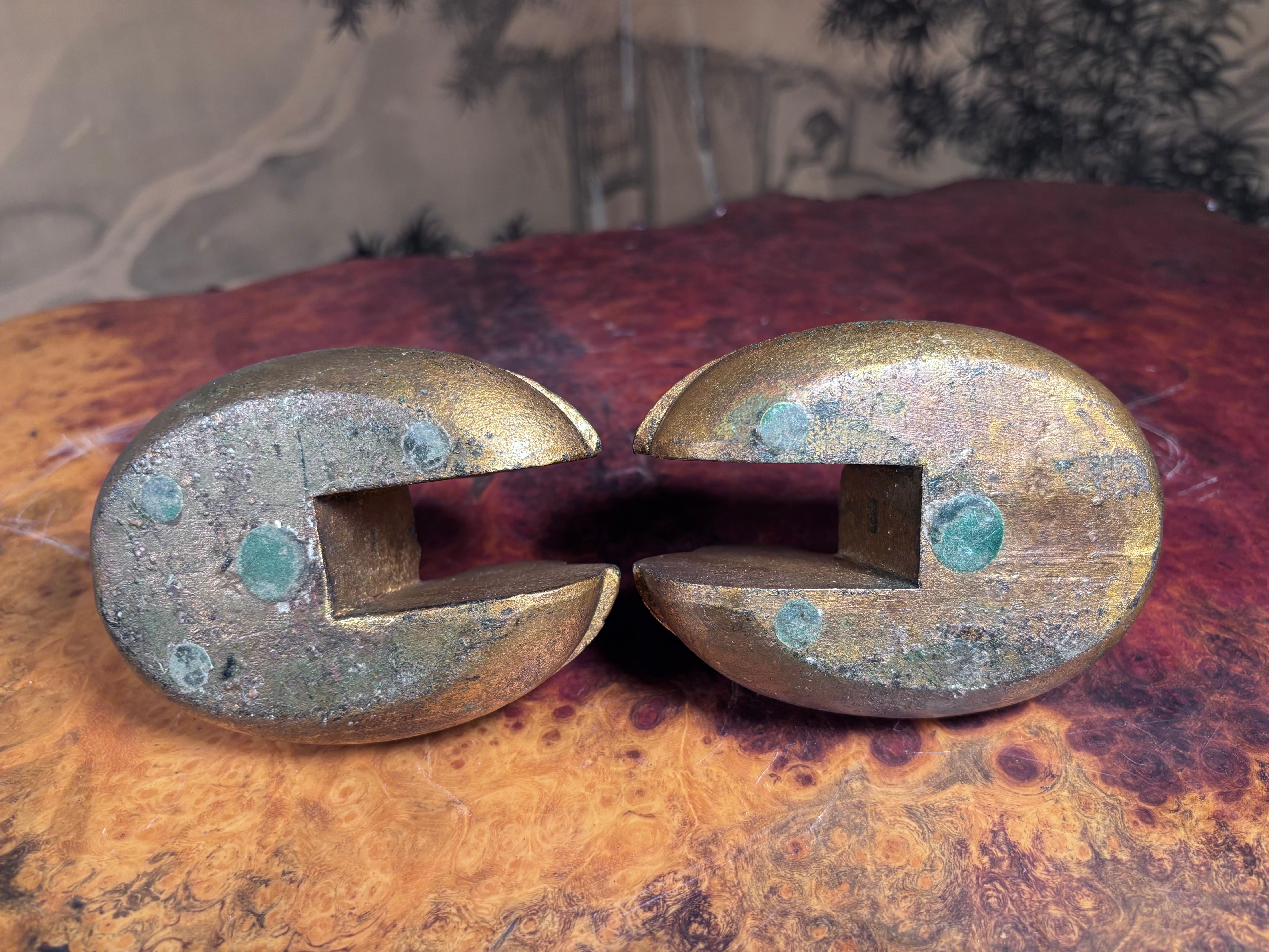 Japanese Antique Pair Gilt  Mandarin Duck Screen Holders 4