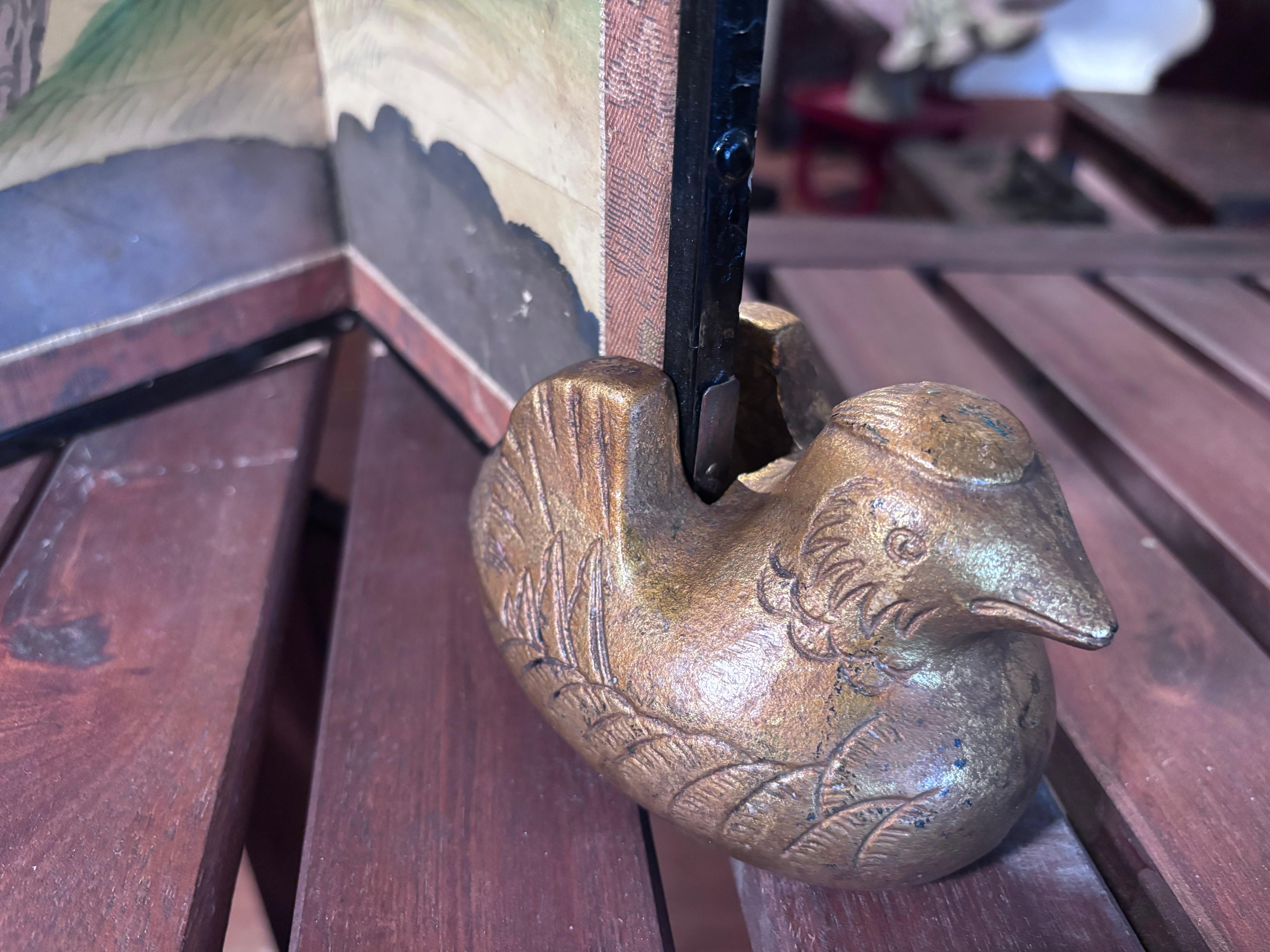 Japanese Antique Pair Gilt  Mandarin Duck Screen Holders In Good Condition In South Burlington, VT