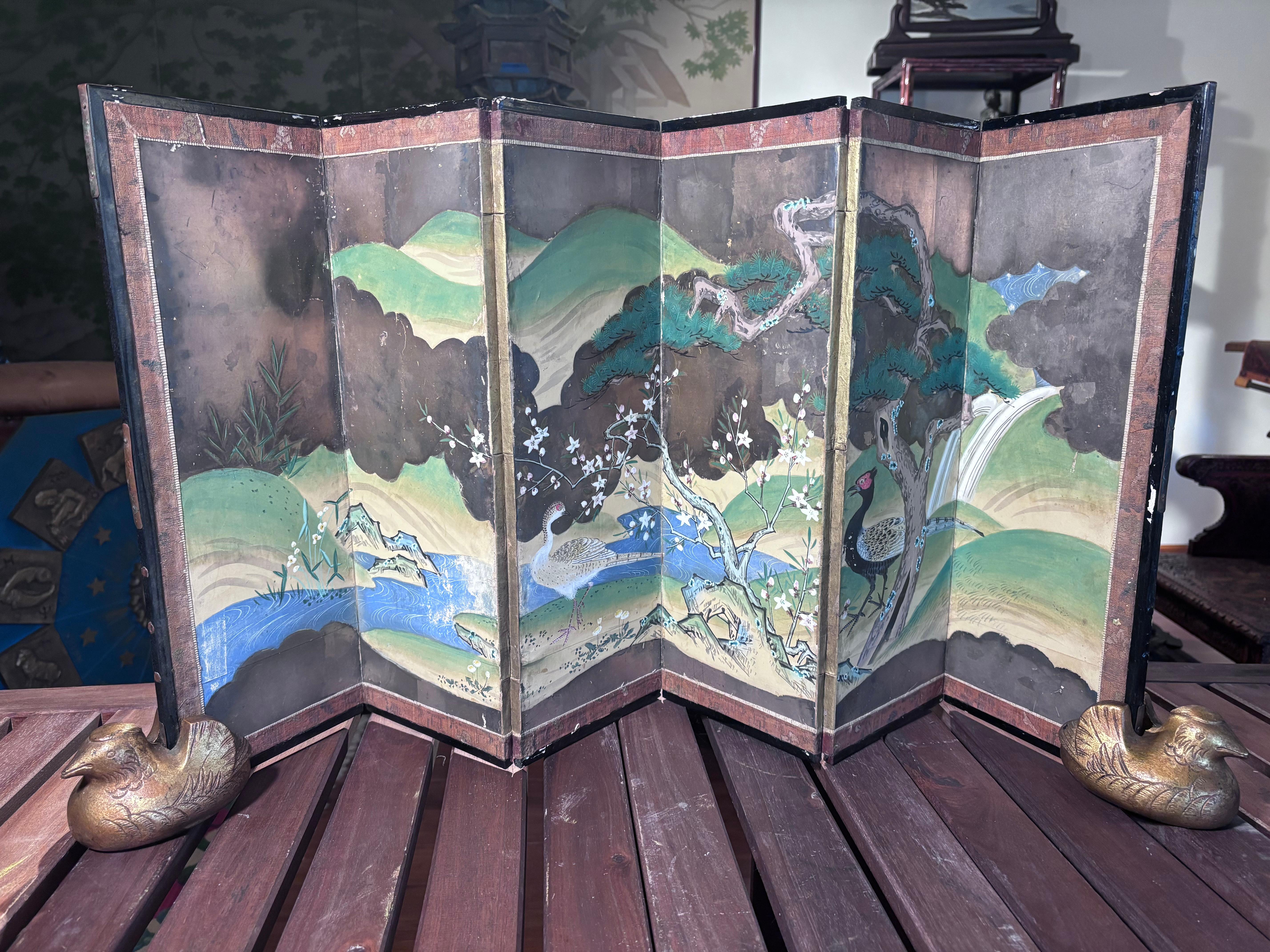 19th Century Japanese Antique Pair Gilt  Mandarin Duck Screen Holders