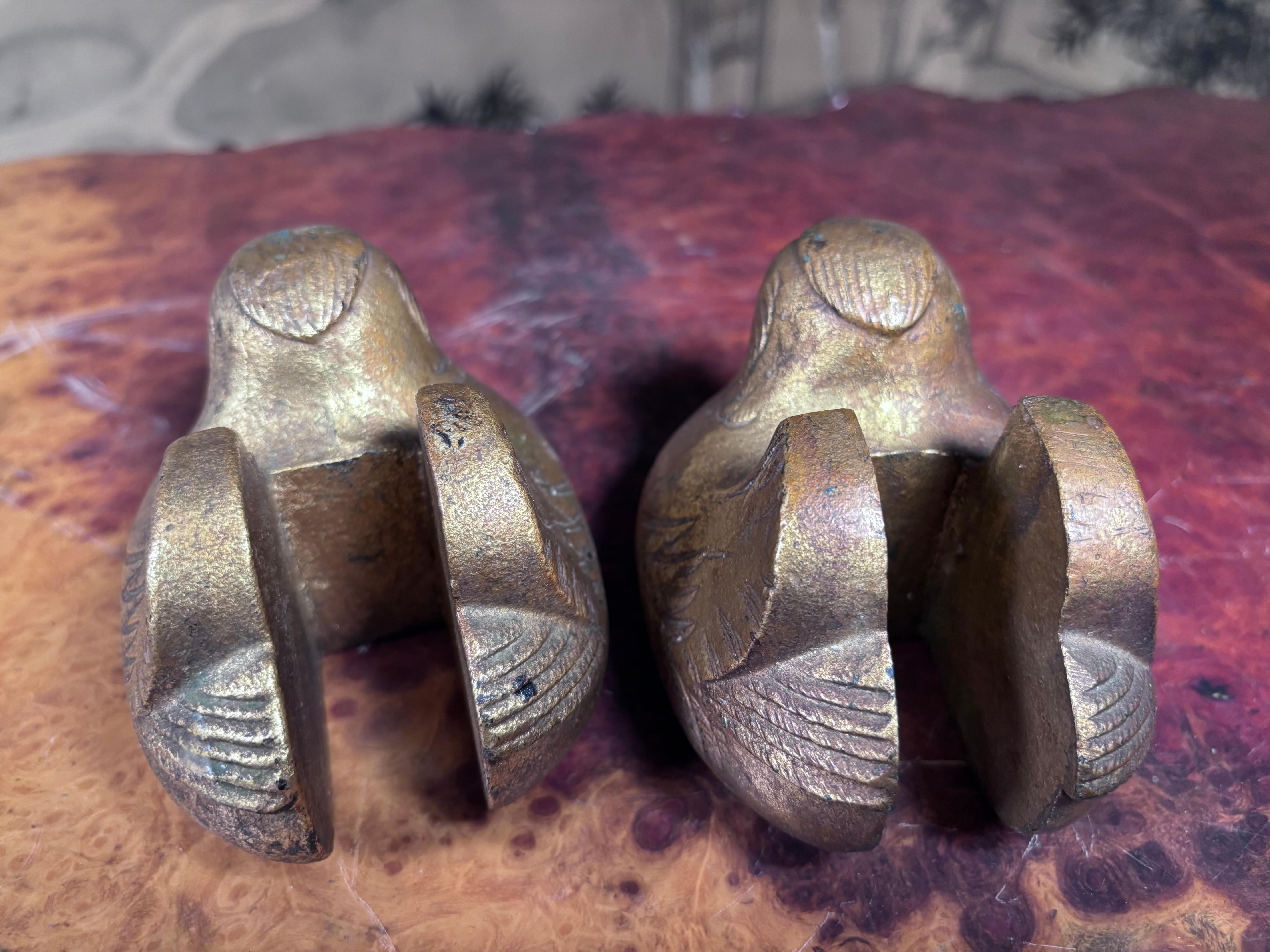 Japanese Antique Pair Gilt  Mandarin Duck Screen Holders 2
