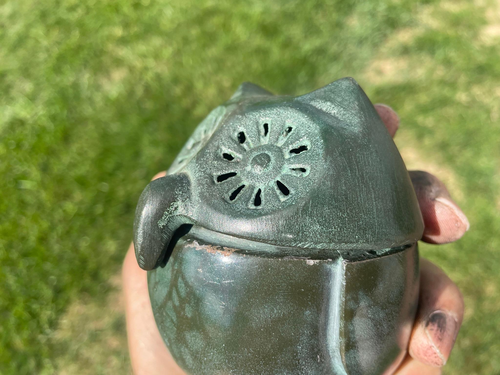 Japanese Pair Hook Nose Owl Lantern Censers   5