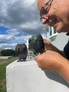 Japanese Pair Hook Nose Owl Lantern Censers