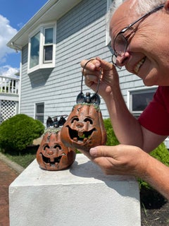 Japanese Antique Pair "Jack-O-Lantern" Lighting Lanterns