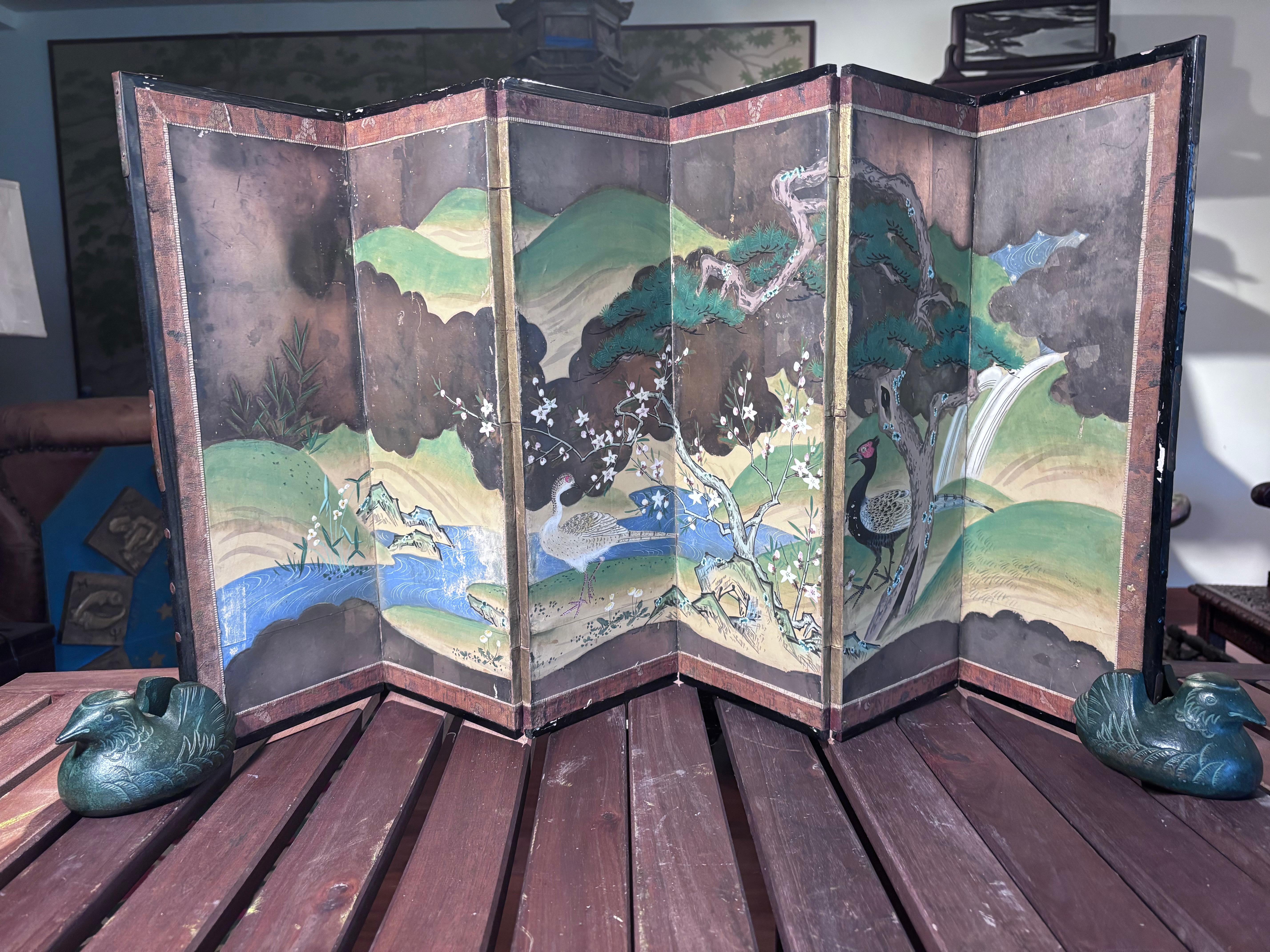 Par Antiguo Japonés Jade Verde Pato Mandarín Sujetadores de Pantalla Vaciado en venta
