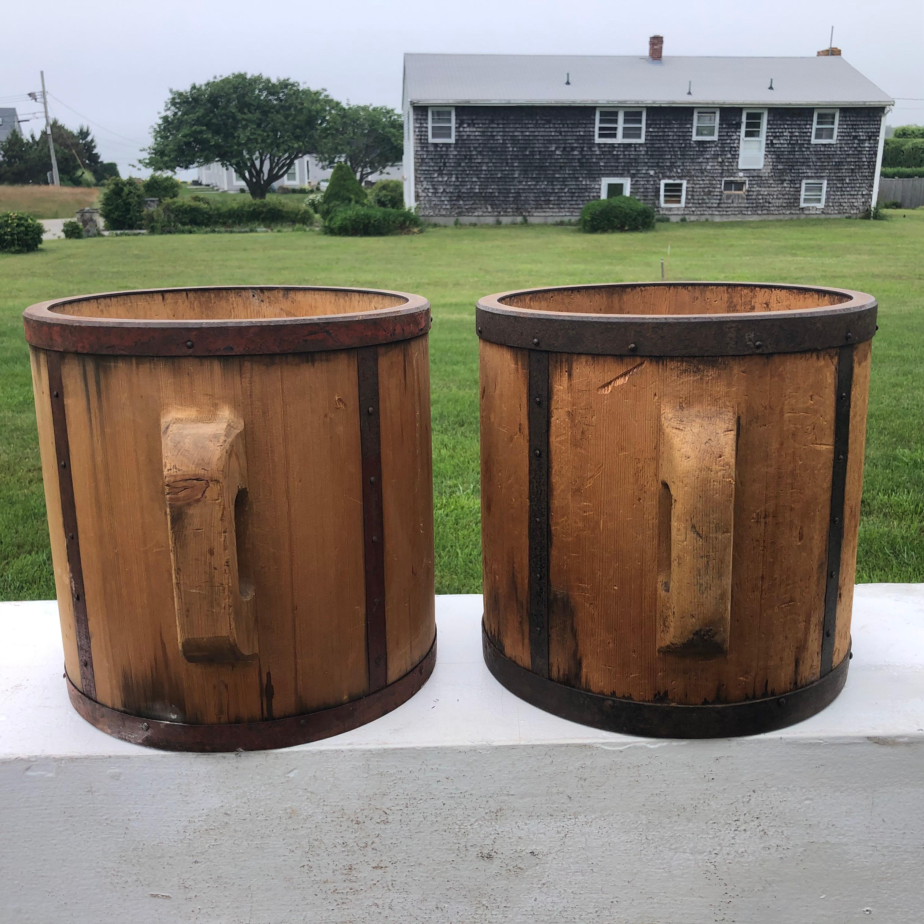 20th Century Japanese Antique Pair of Wood Rice Measure Vessels For Sale