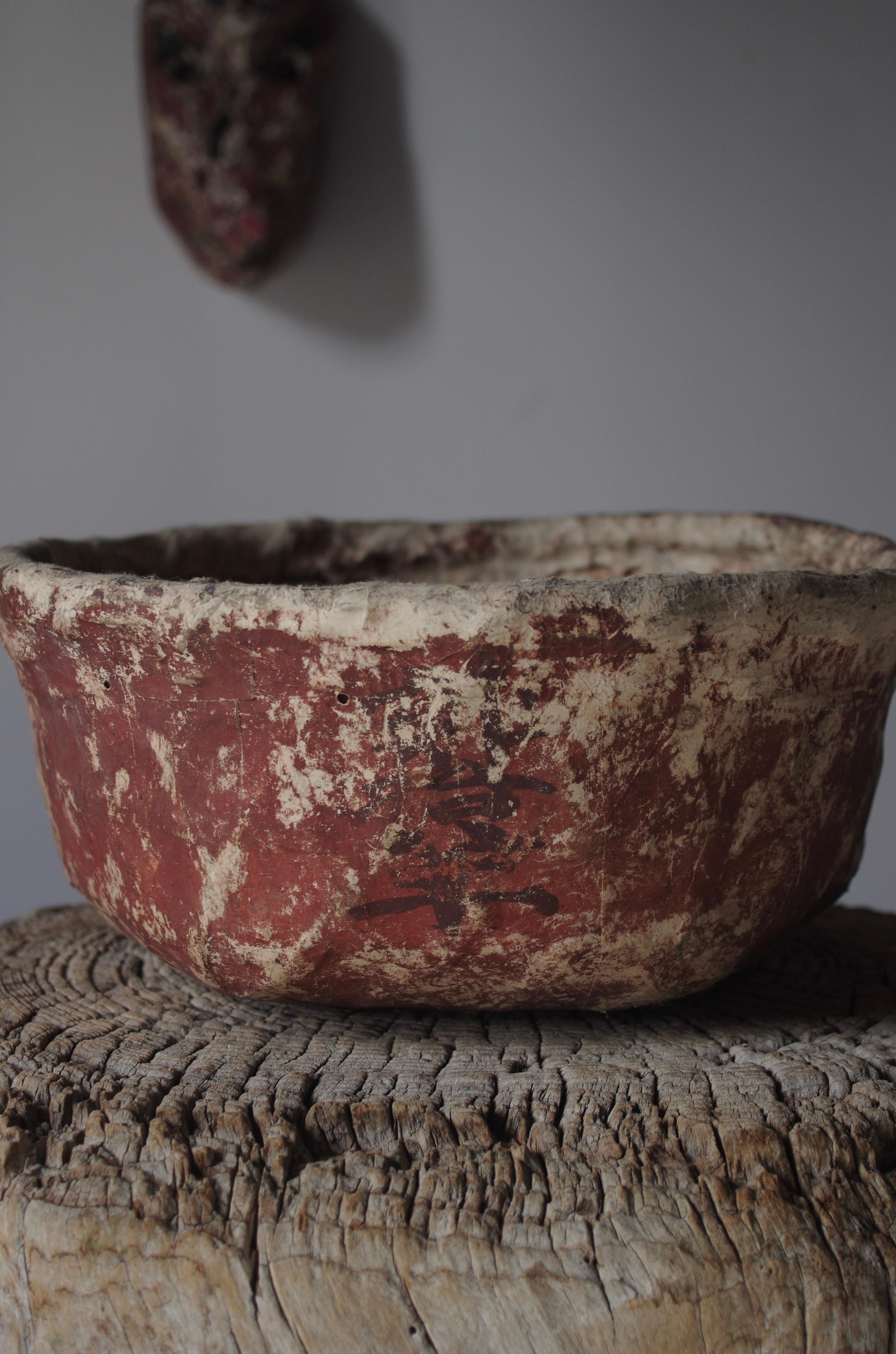 Cestino antico giapponese rivestito di carta / 1868-1912 / Wabi-sabi Mingei in vendita 5