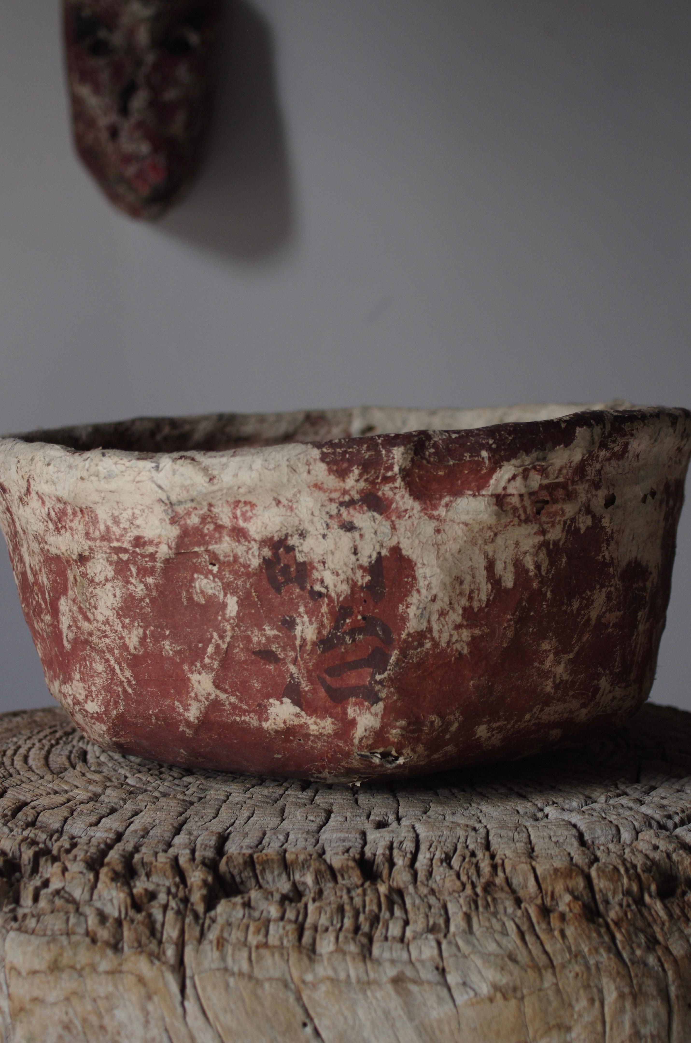 Meiji Cestino antico giapponese rivestito di carta / 1868-1912 / Wabi-sabi Mingei in vendita