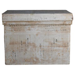 Japanese Antique Paper-covered Box 1900s-1920s / Tansu Sofa Table Wabi Sabi