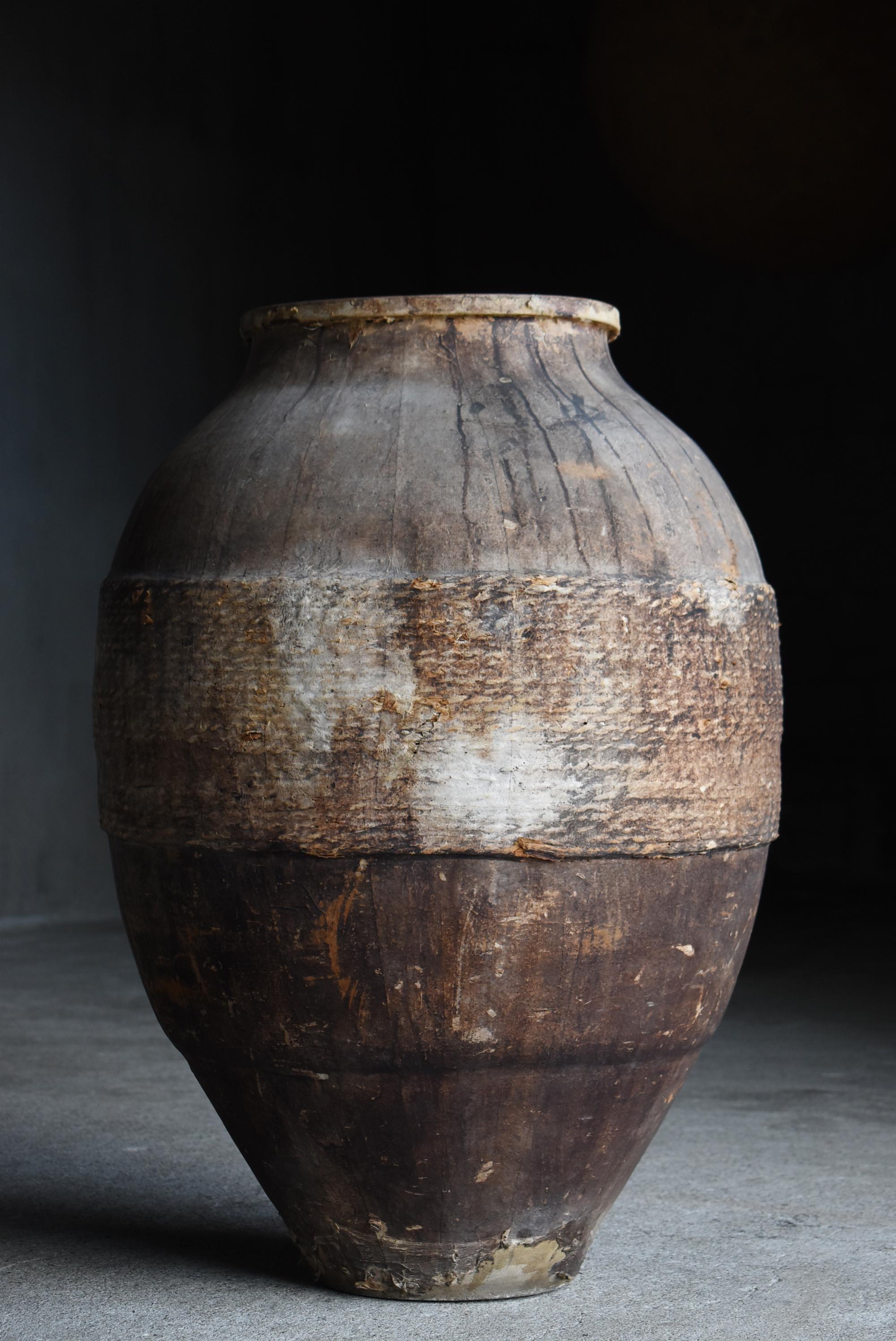 Antico vaso giapponese in ceramica rivestito di carta del 1860-1900 / Vaso Wabisabi in vendita 2