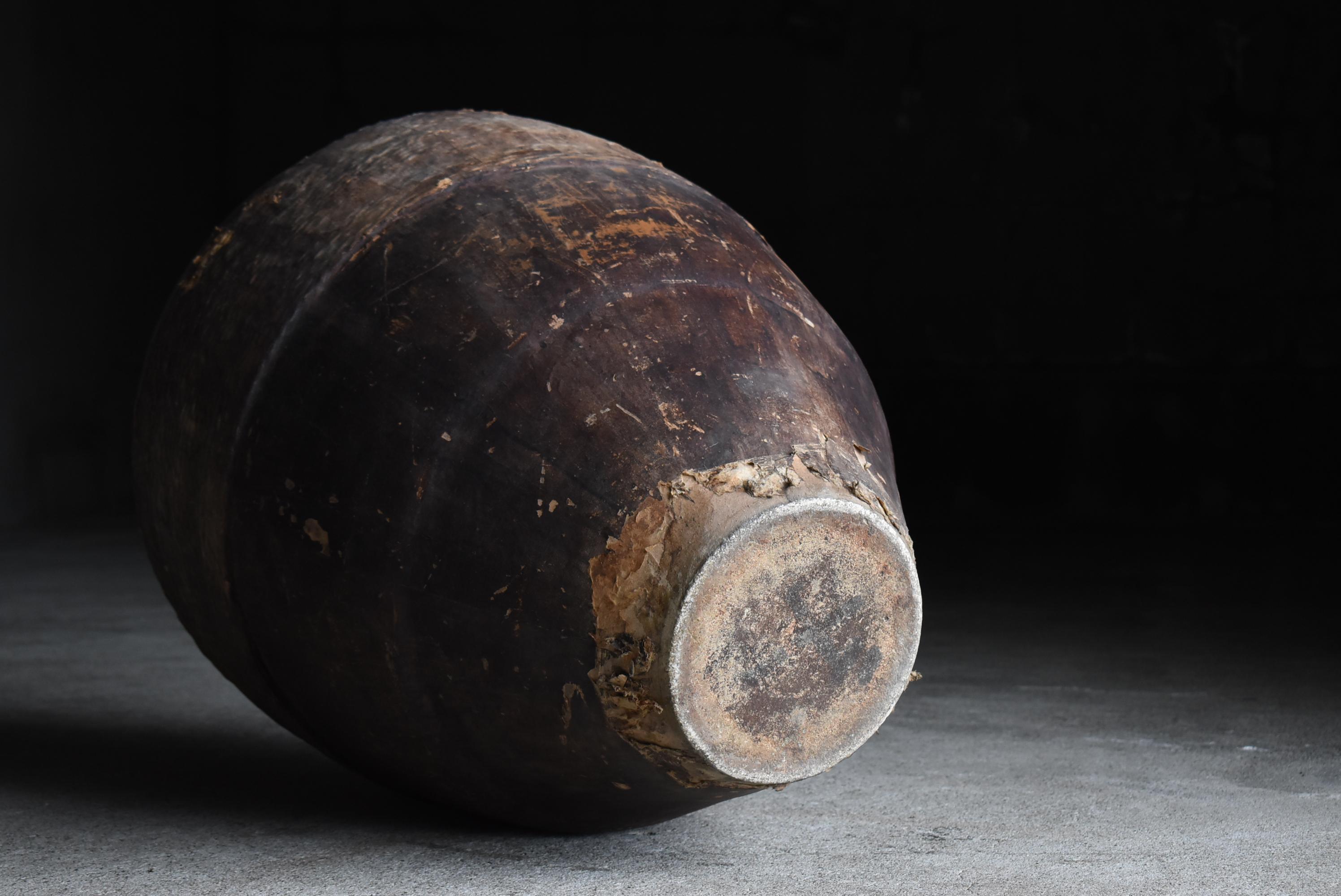 Antico vaso giapponese in ceramica rivestito di carta del 1860-1900 / Vaso Wabisabi in vendita 4