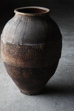 Antico vaso giapponese in ceramica rivestito di carta del 1860-1900 / Vaso Wabisabi