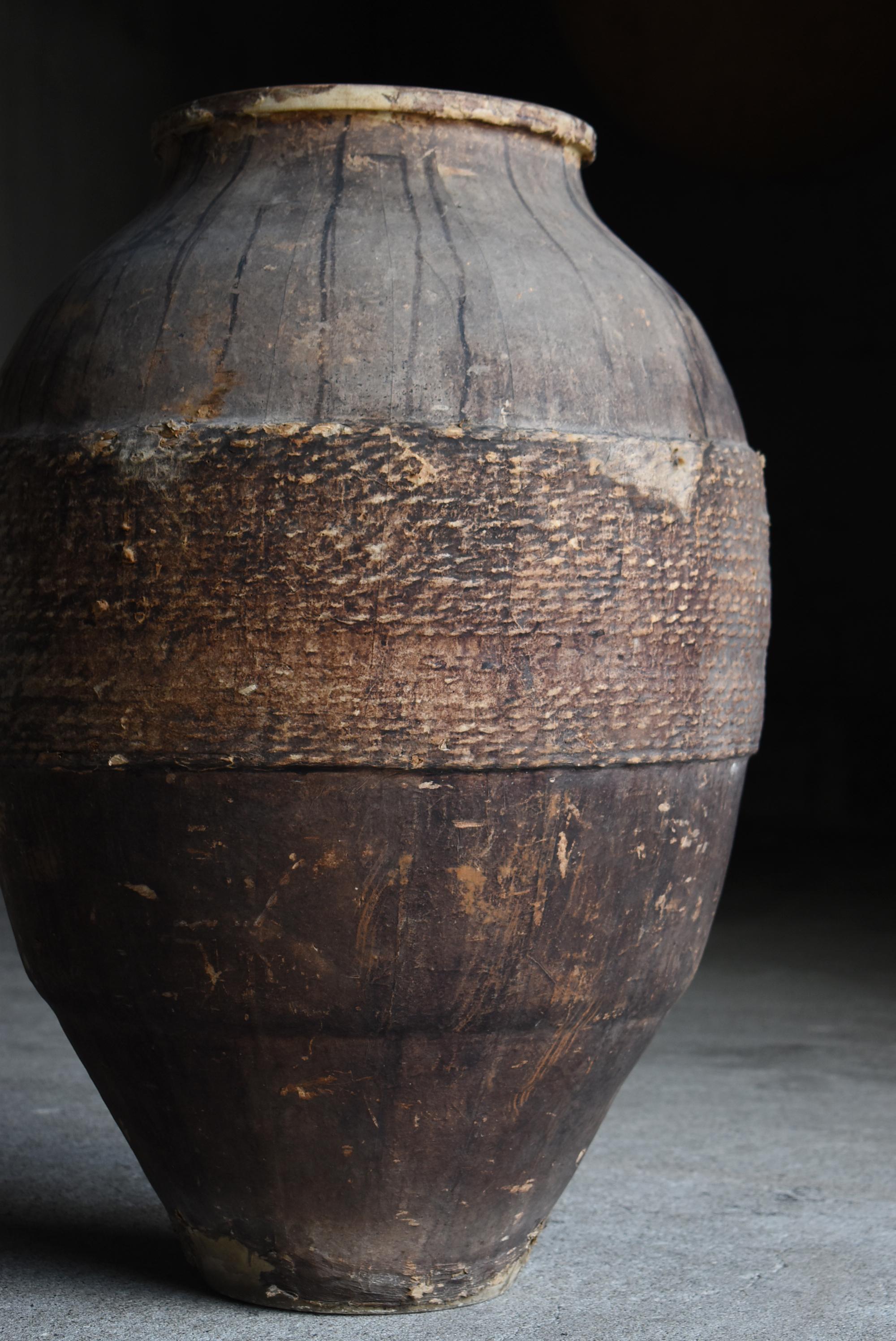 Giapponese Antico vaso giapponese in ceramica rivestito di carta del 1860-1900 / Vaso Wabisabi in vendita