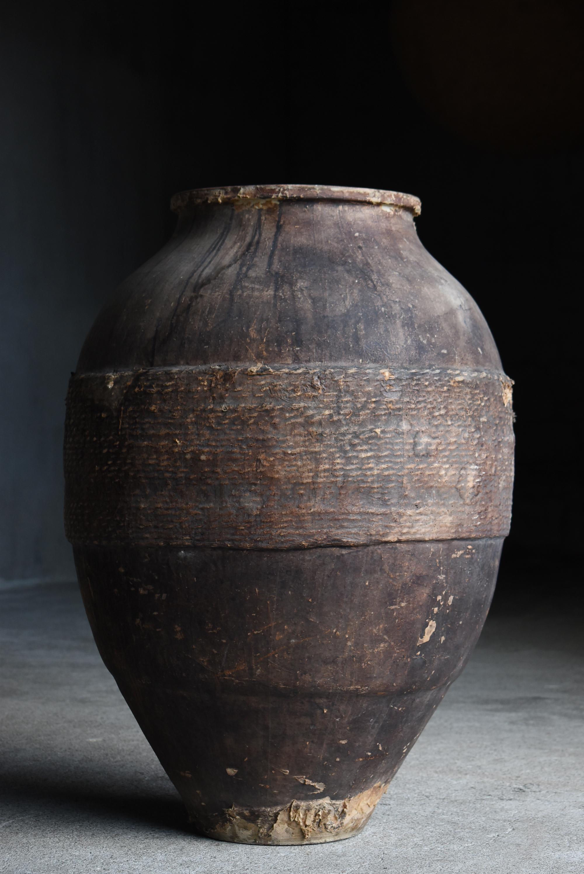Terracotta Antico vaso giapponese in ceramica rivestito di carta del 1860-1900 / Vaso Wabisabi in vendita