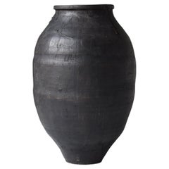 Gran jarrón de cerámica japonesa antigua recubierto de papel años 1860-1900 / Wabi Sabi