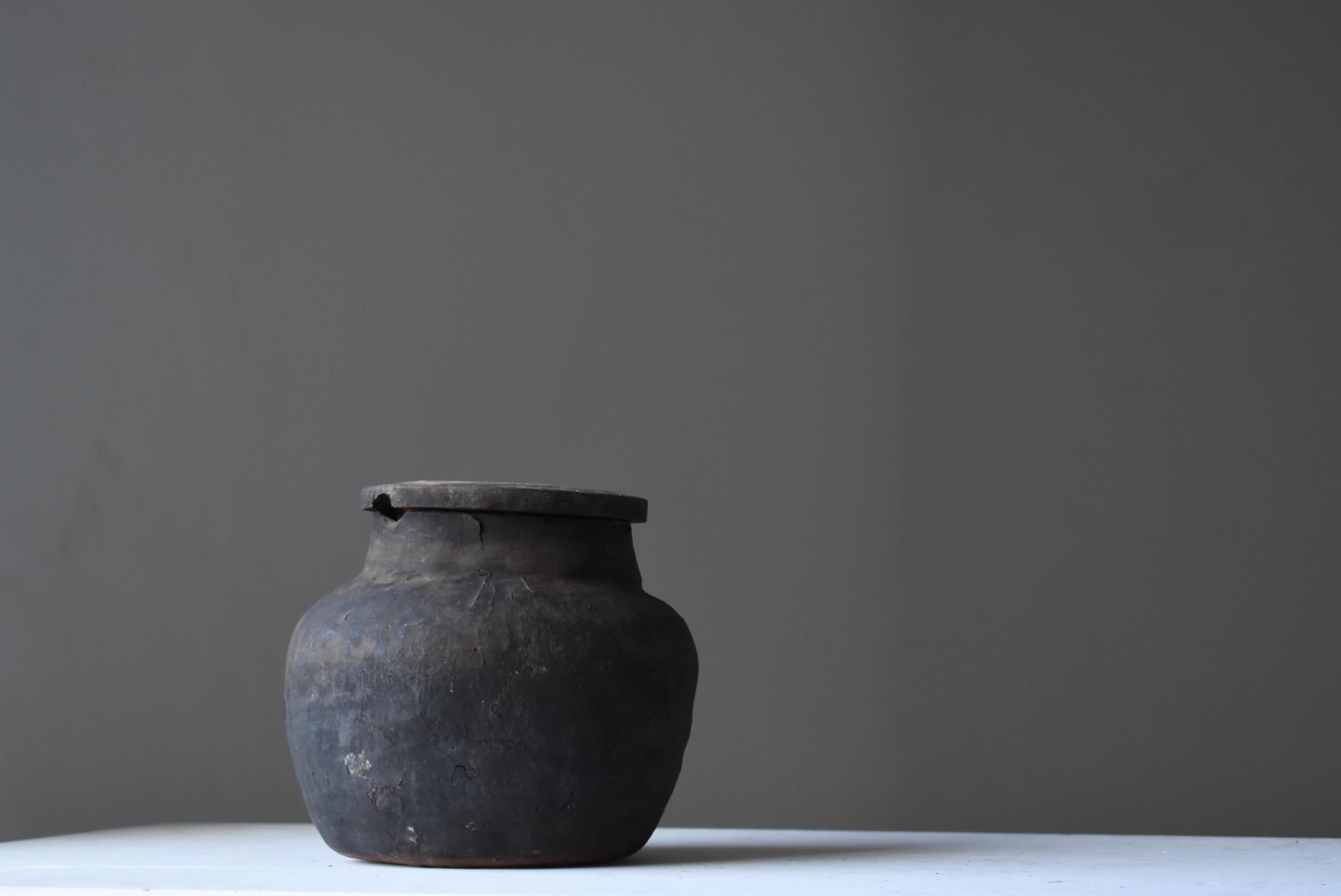 Japanese Antique Paper-Covered Pottery 1800s-1860s/Tsubo Flower Vase Wabisabi 10
