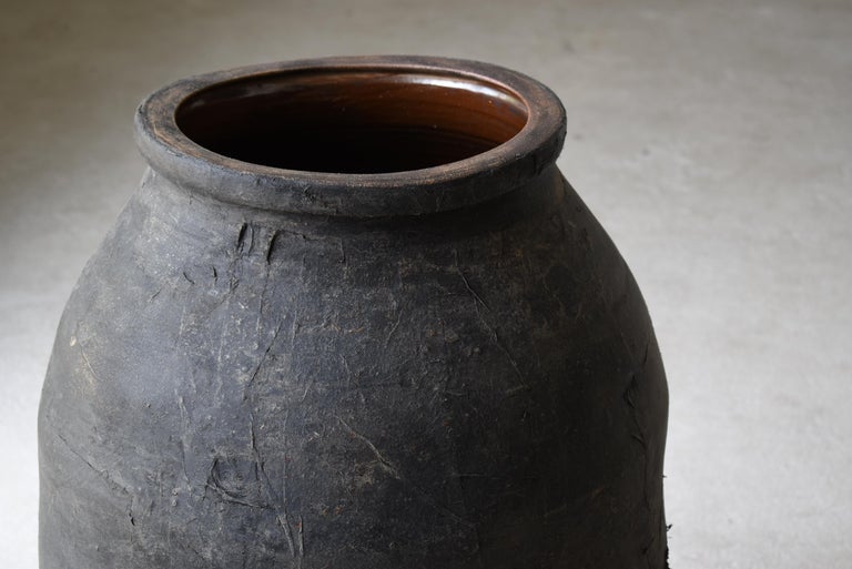 Japanese Antique wabi sabi Pottery vase 1860s-1900s / Flower Vase vessel mingei For Sale 9