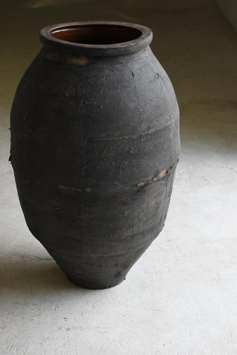 Japanese Antique wabi sabi Pottery vase 1860s-1900s / Flower Vase vessel mingei For Sale 11