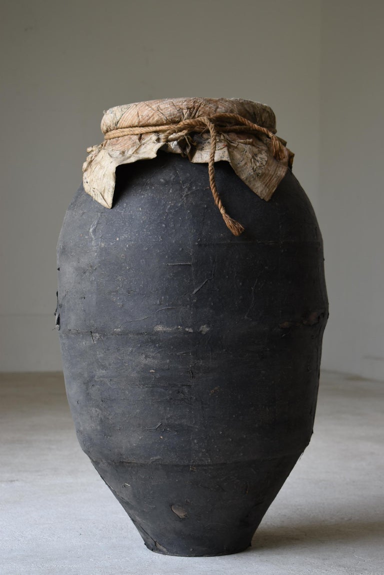 Japanese Antique wabi sabi Pottery vase 1860s-1900s / Flower Vase vessel mingei For Sale 2