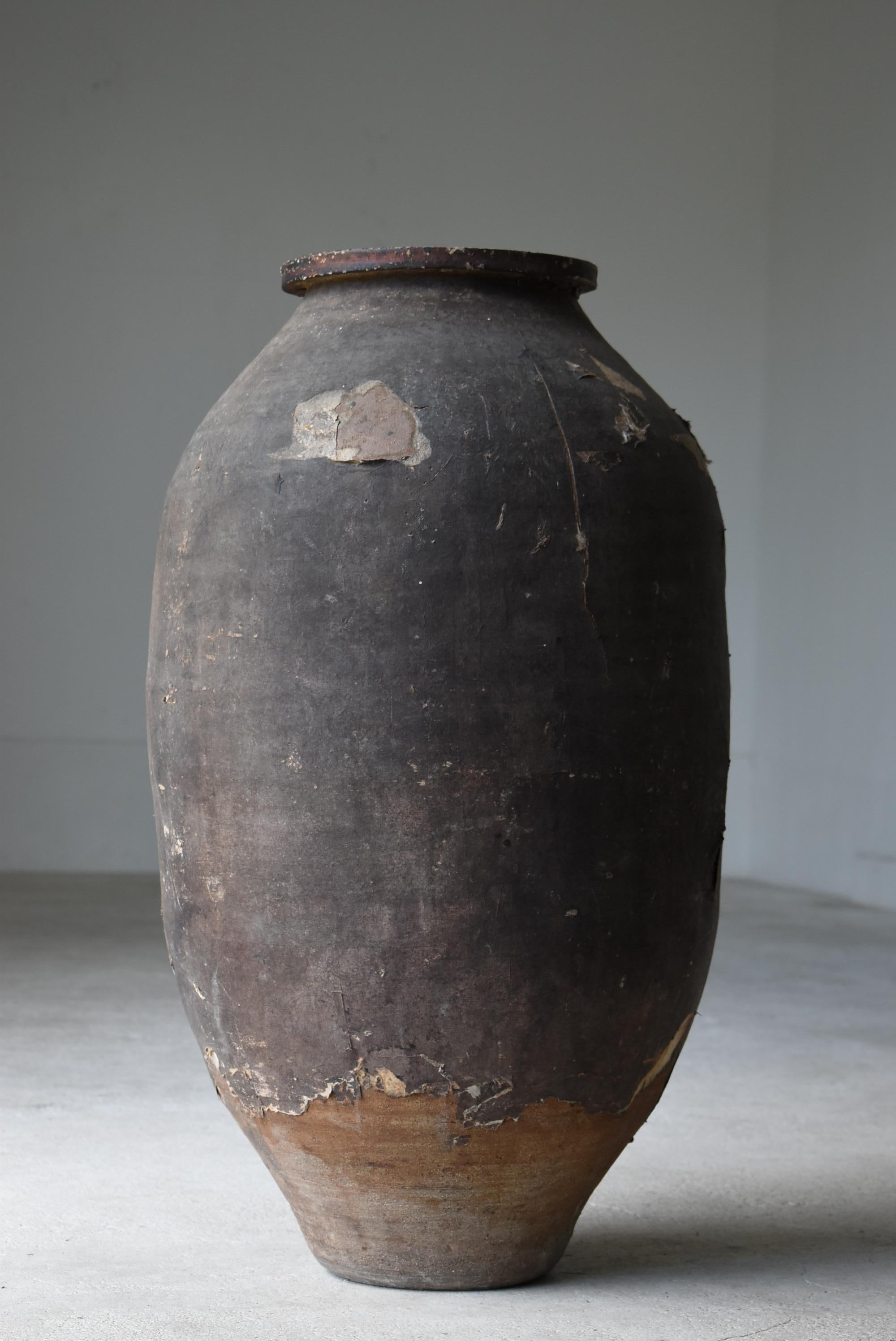 Japanese Antique Paper-Covered Pottery 1860s-1900s /Flower Vase Wabi-Sabi Pot In Good Condition In Sammu-shi, Chiba