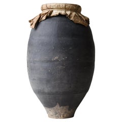 Japanese Antique Paper-Covered Pottery 1860s-1900s / Tsubo Vessel Flower Vase