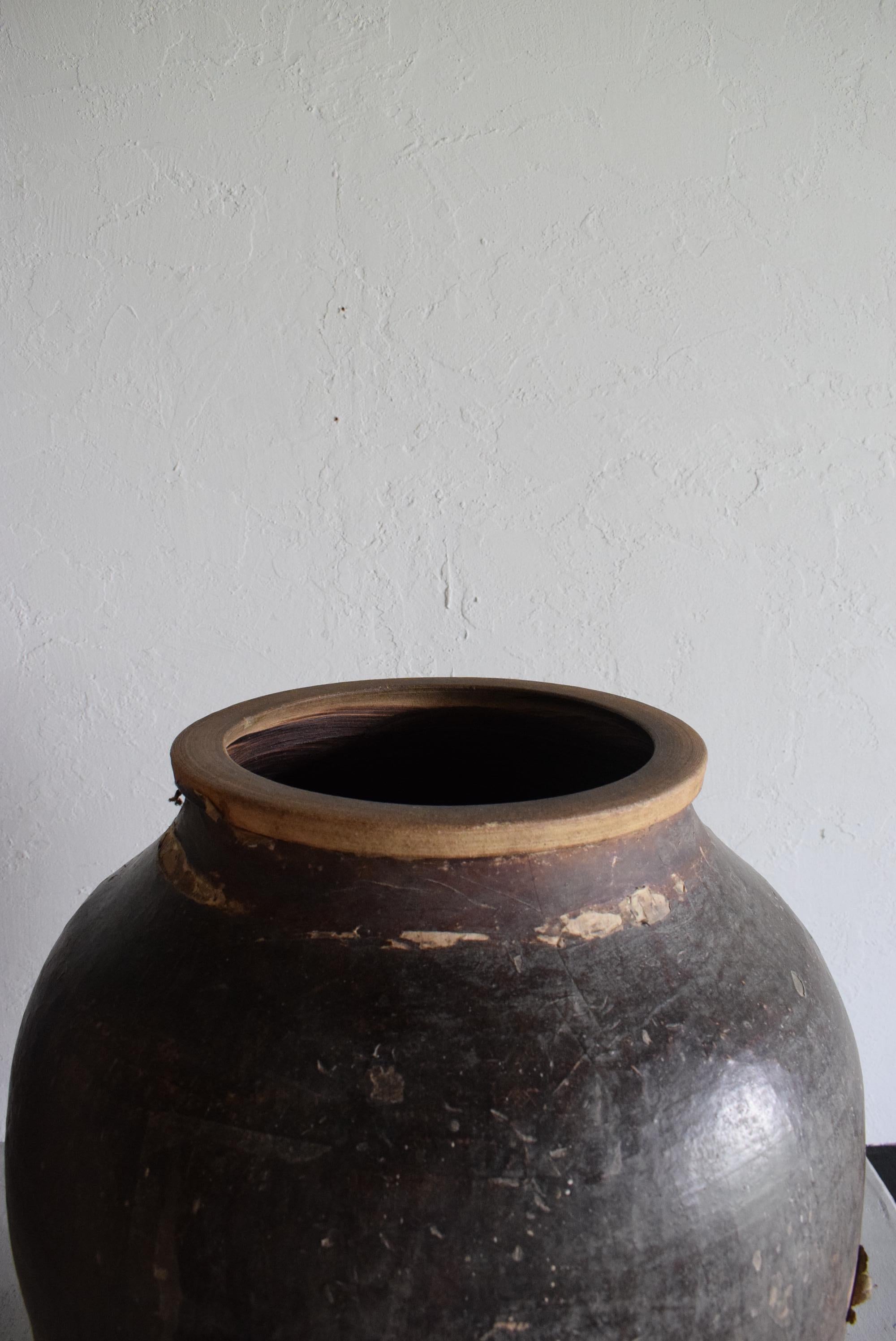 Japanese Antique Paper-Covered Pottery Flower Vase Wabi-Sabi Pot 8
