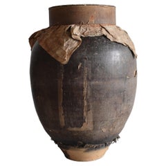 Japanese Antique Paper-Covered Pottery Flower Vase Wabi-Sabi Pot