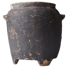 Antico vaso giapponese in ceramica ricoperto di carta 1800-1860 / Vaso per fiori Wabi Sabi