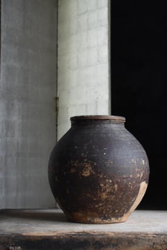 Antico vaso giapponese in ceramica ricoperto di carta del 1860-1900 / Vaso per fiori Wabisabi