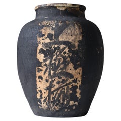 Japanische antike Papier-Covered-Keramikvase 1860er-1900er Jahre / Wabi Sabi