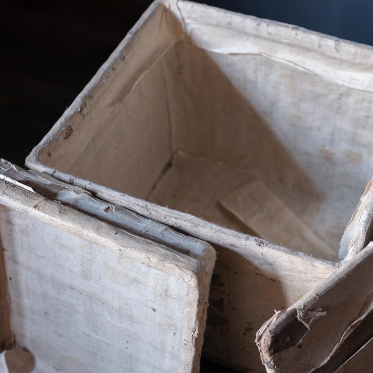 Japanese Antique Paper Covered Wooden Box, Late 19th Century For Sale 2