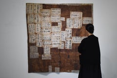 Japanese Antique Paper Mat Wall Decoration 1800s-1860s / Abstract Art Wabisabi