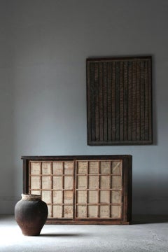 Japanese Antique Paper-pasted Jar / Pottery Vases / 19th century / Wabi-sabi