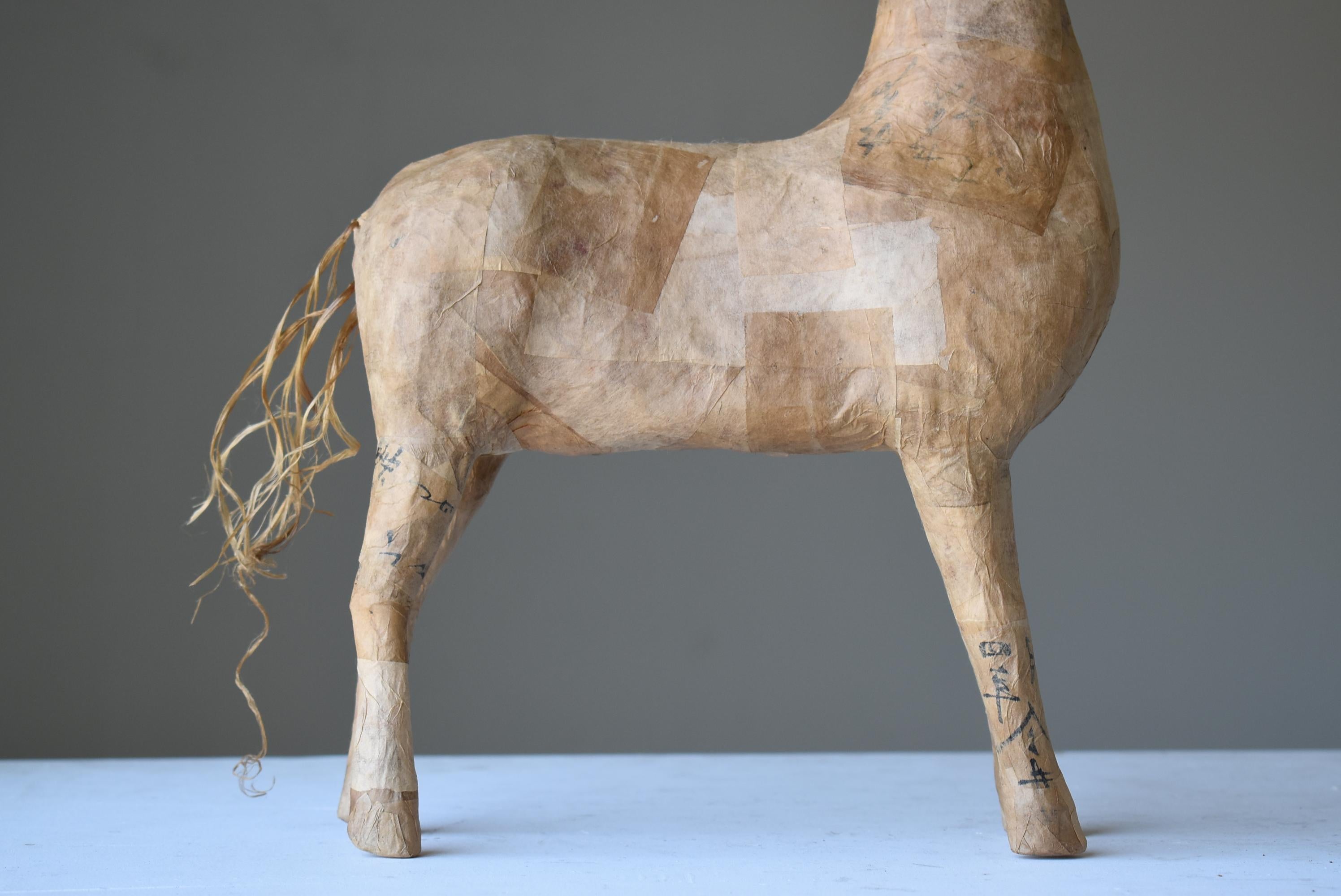 Japanese Antique Papier-Mache Horse 1860s-1920s/Mingei Folk Art Wabisabi Object 4
