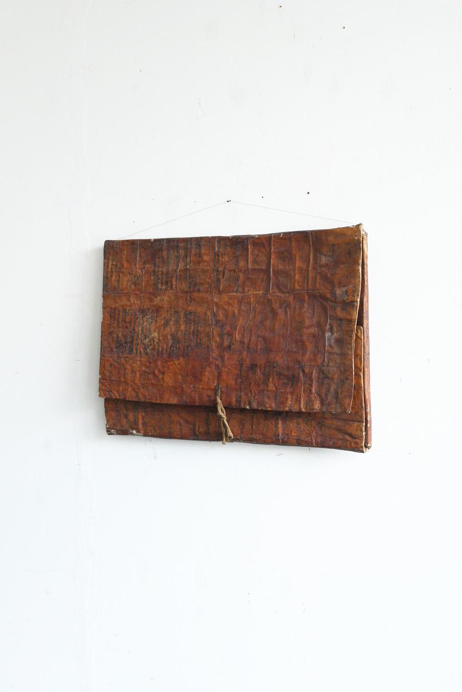 Meiji Japanese antique persimmon dyed wrapping paper/1868-1912/wall hanging object For Sale