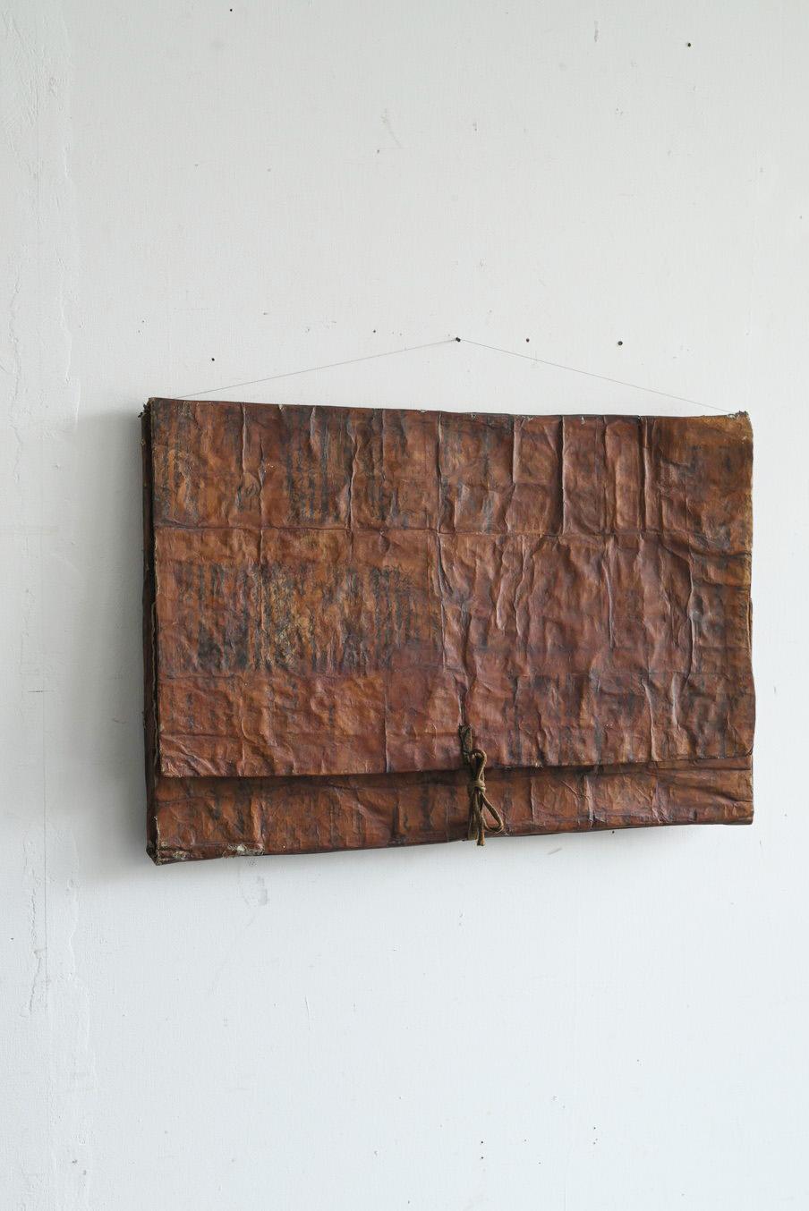 Hand-Crafted Japanese antique persimmon dyed wrapping paper/1868-1912/wall hanging object For Sale