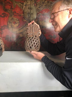 Japanese Antique Pineapple Welcoming  Garden Lantern