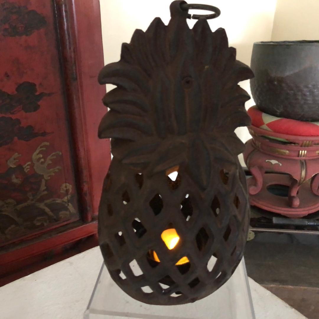 Showa Japanese Antique Pineapple Welcoming  Garden Lantern