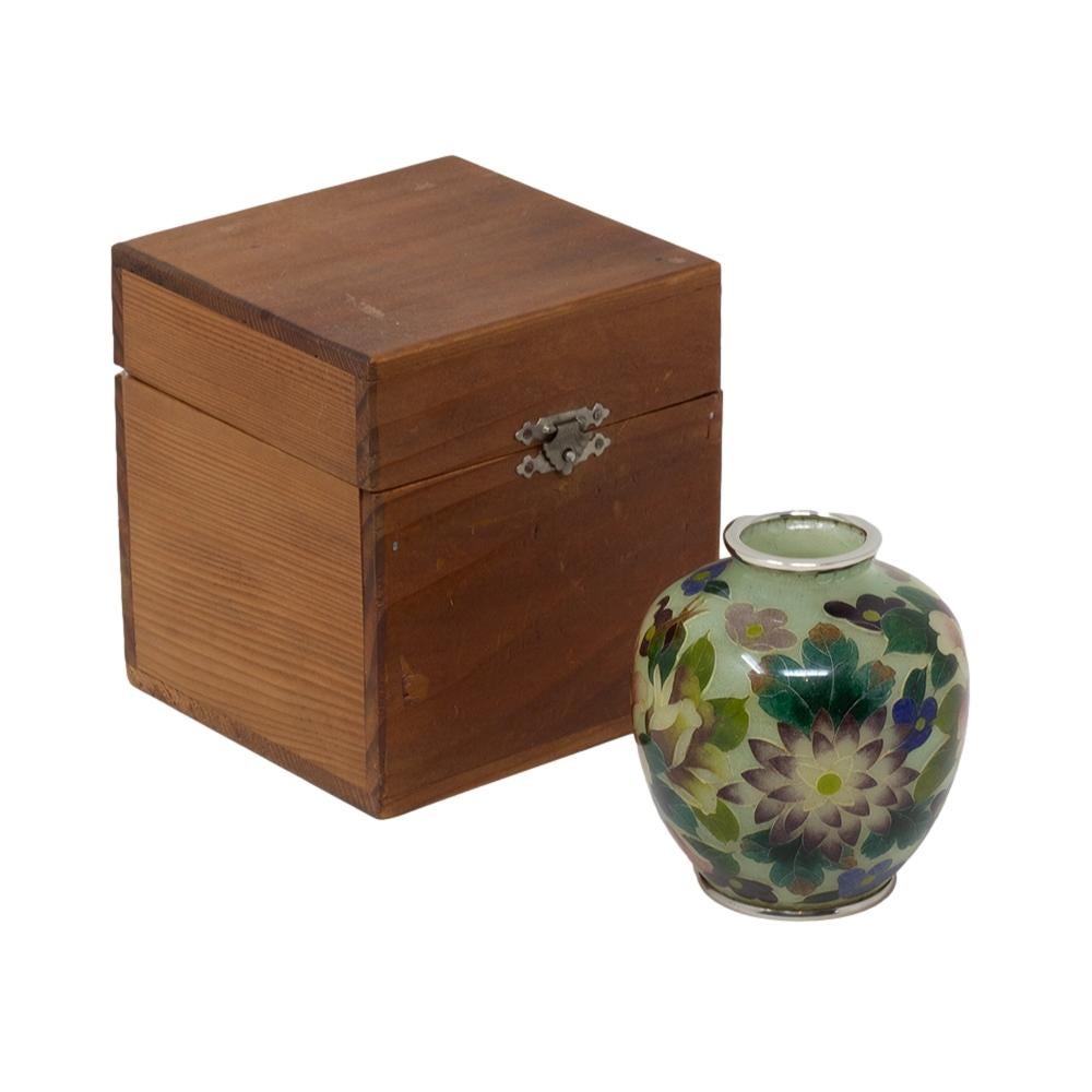 Enameled Japanese Antique Plique-à-jour Cloisonne Enamel Vase by the Ando Company