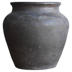 Japanese Antique Pot "Tokoname-Yaki" Edo Period / Black Vase / 17th Century